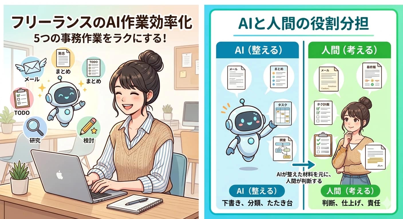 フリーランスのAI作業効率化｜メール・要約・TODO整理・調査・文章校正をラクにする実践術