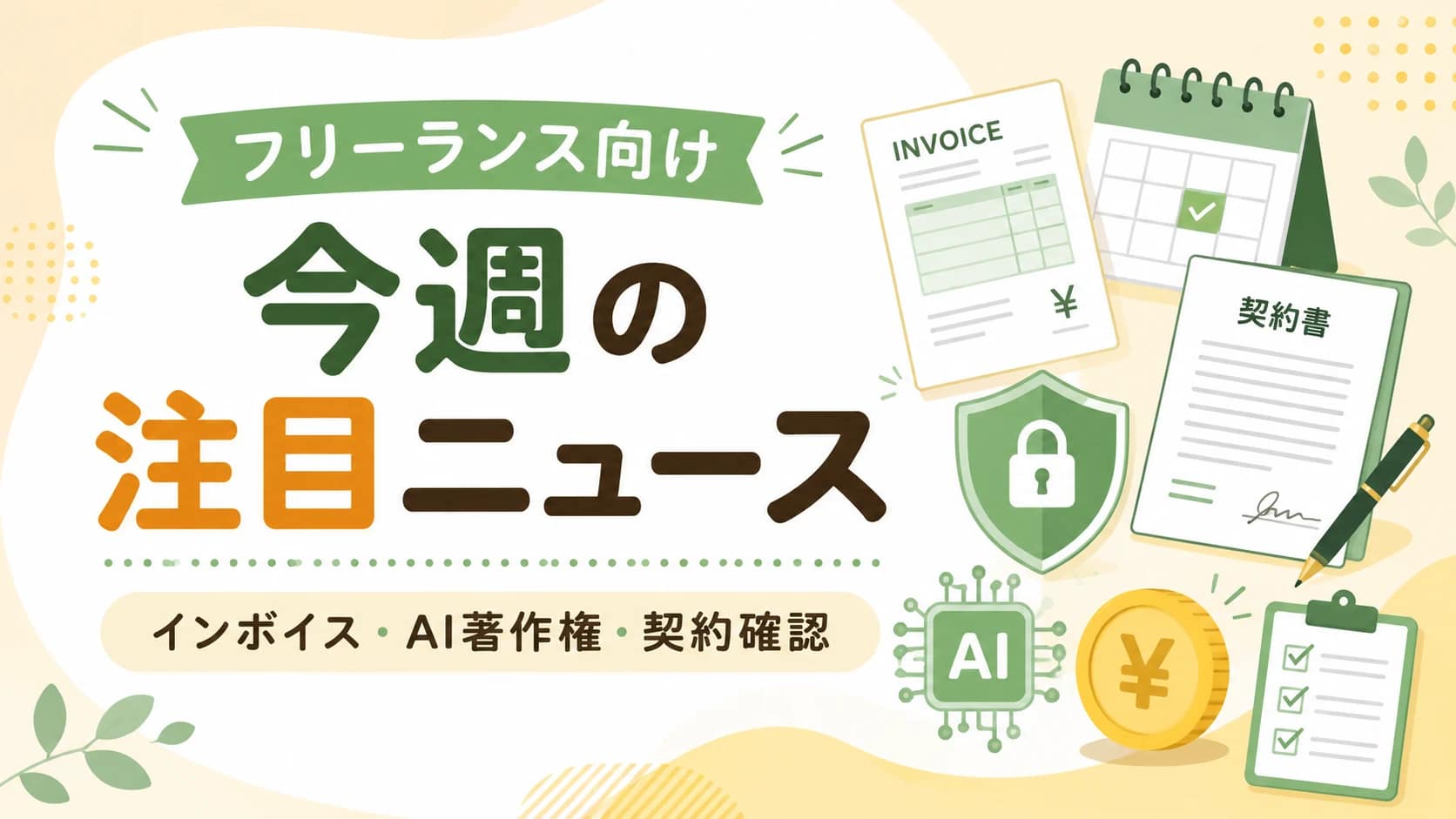 【2026年7月第3週】フリーランスが知っておくべき今週のニュース。インボイス、AI著作権、出社回帰への備え