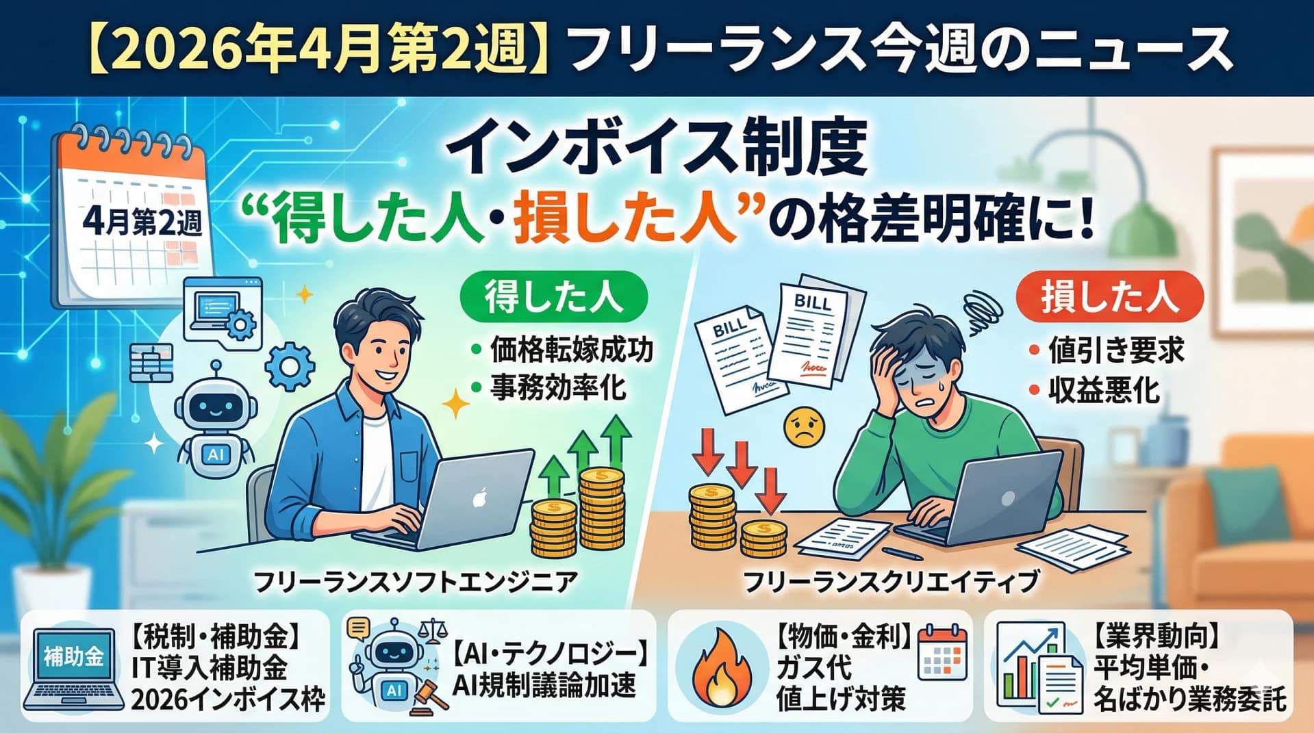 【2026年4月第2週】フリーランスが知っておくべき今週のニュース