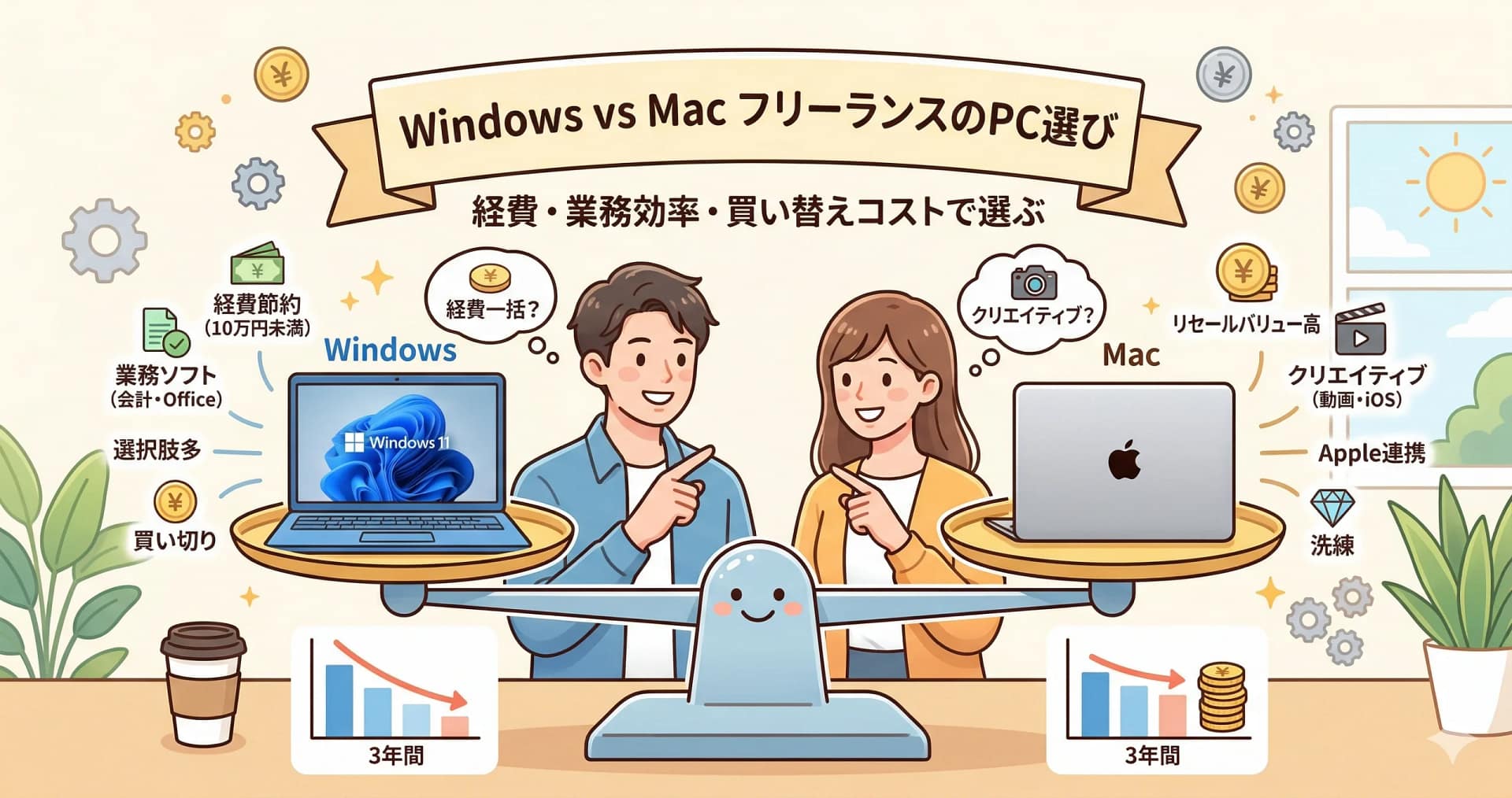Windows vs Mac｜経費・業務効率・買い替えコストで選ぶ基準