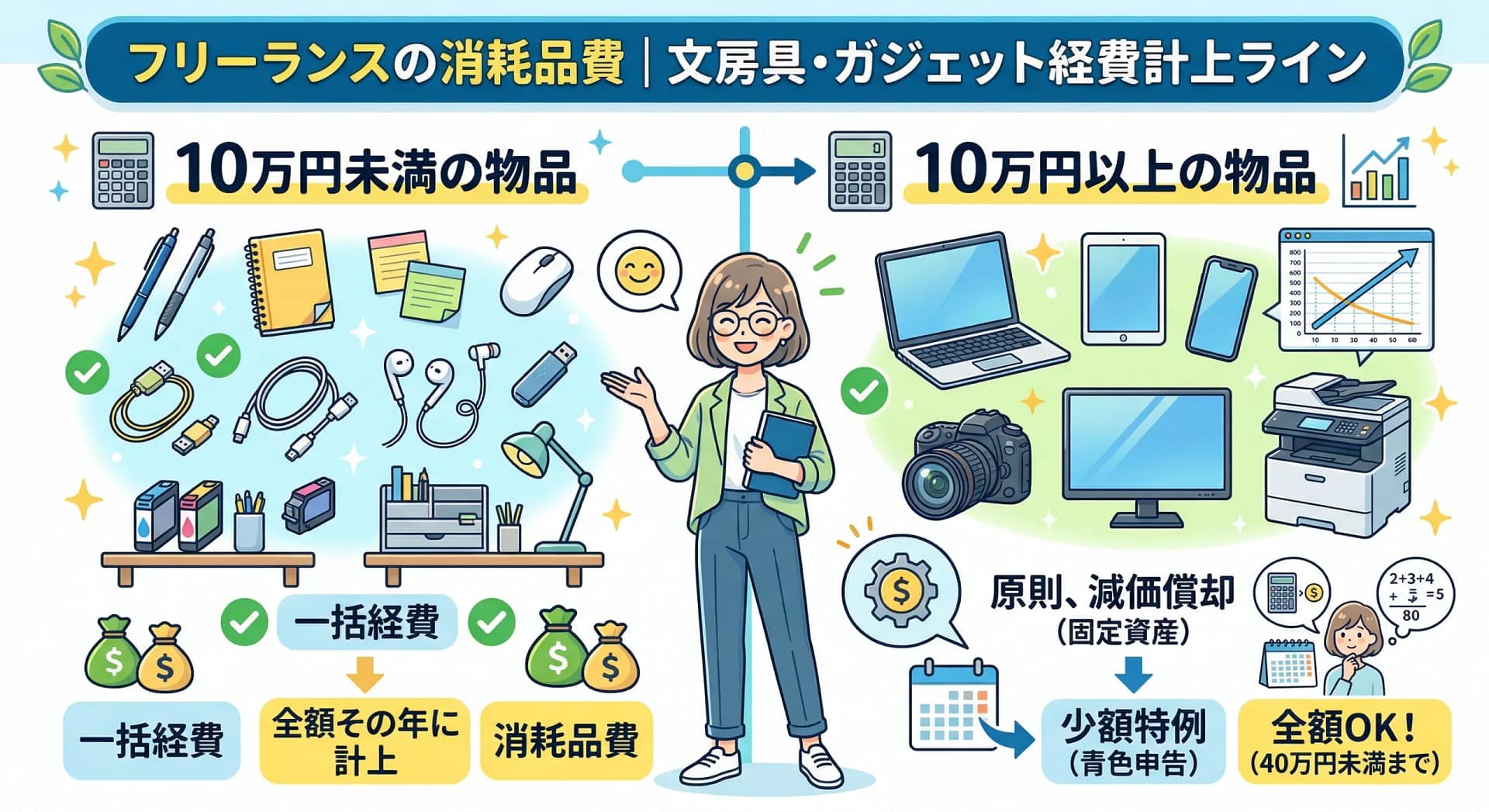 消耗品費の経費計上ライン｜文房具・ガジェットはどこまでOK？