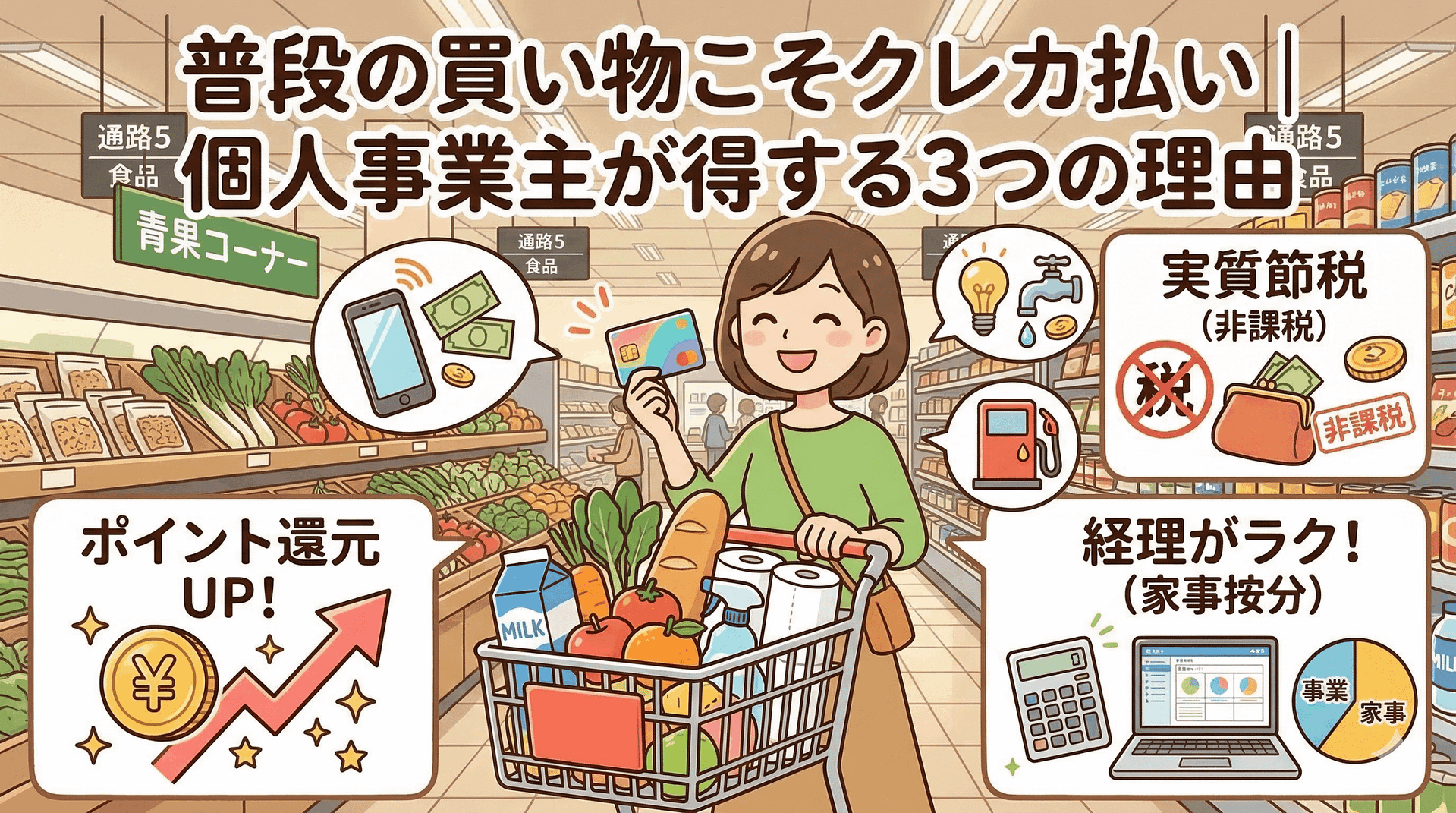 普段の買い物こそクレカ払い｜個人事業主が得する3つの理由