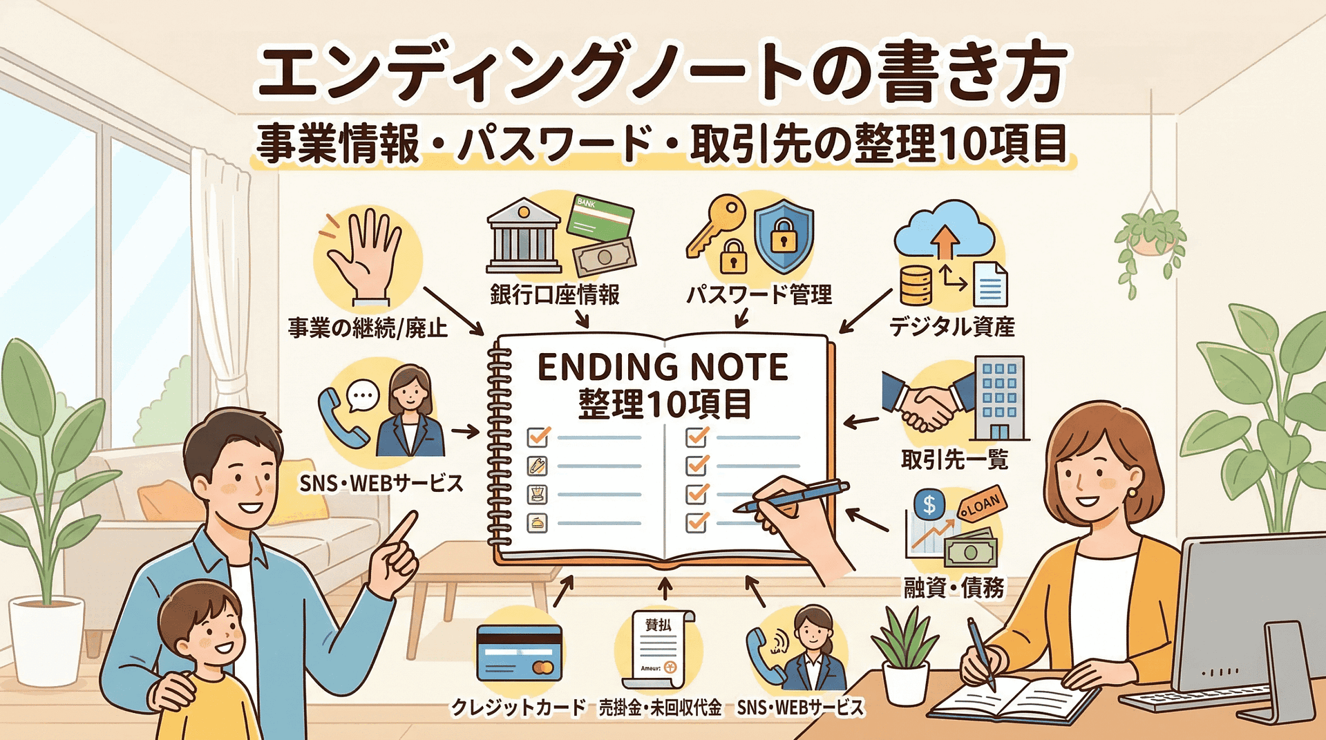 エンディングノートの書き方｜事業情報・パスワード・取引先の整理10項目