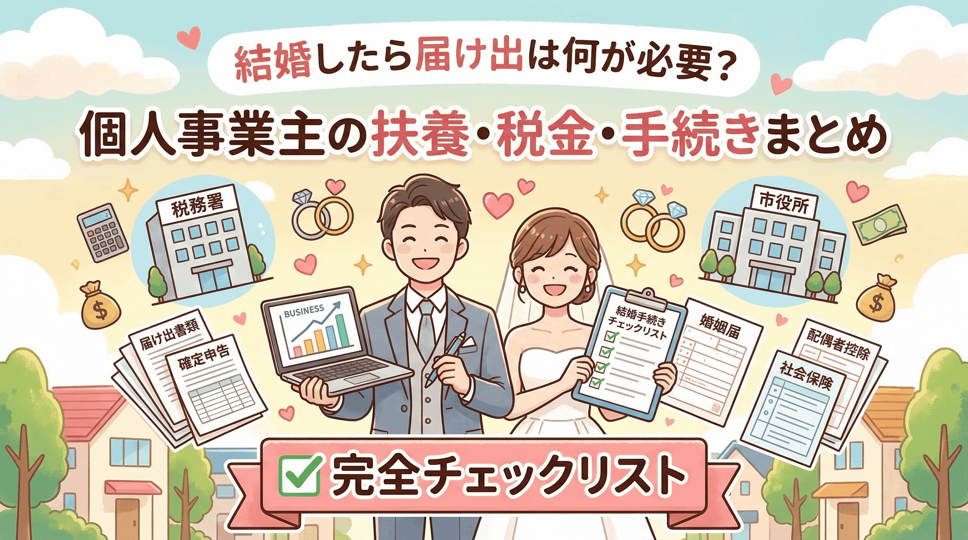 結婚したら届け出は何が必要？個人事業主の扶養・税金・手続きまとめ｜完全チェックリスト