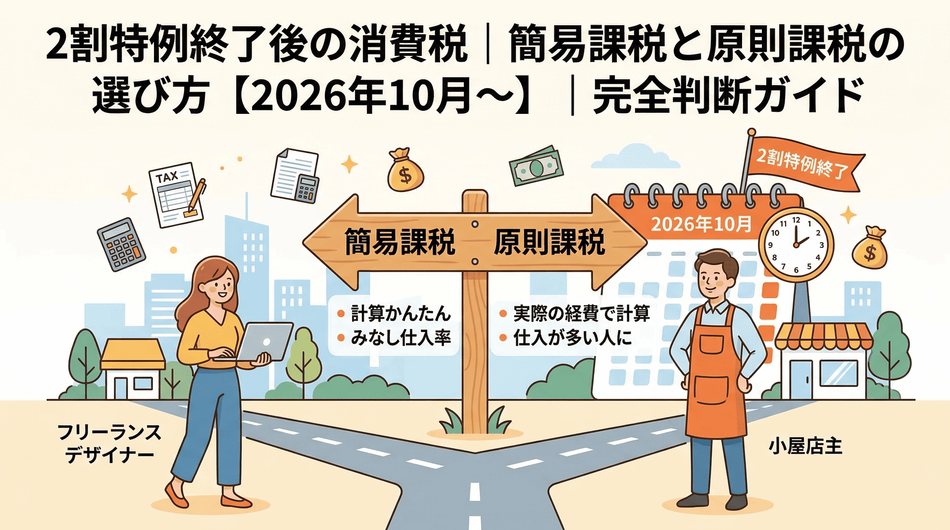 2割特例終了後の消費税｜簡易課税と原則課税の選び方【2026年10月〜】｜完全判断ガイド