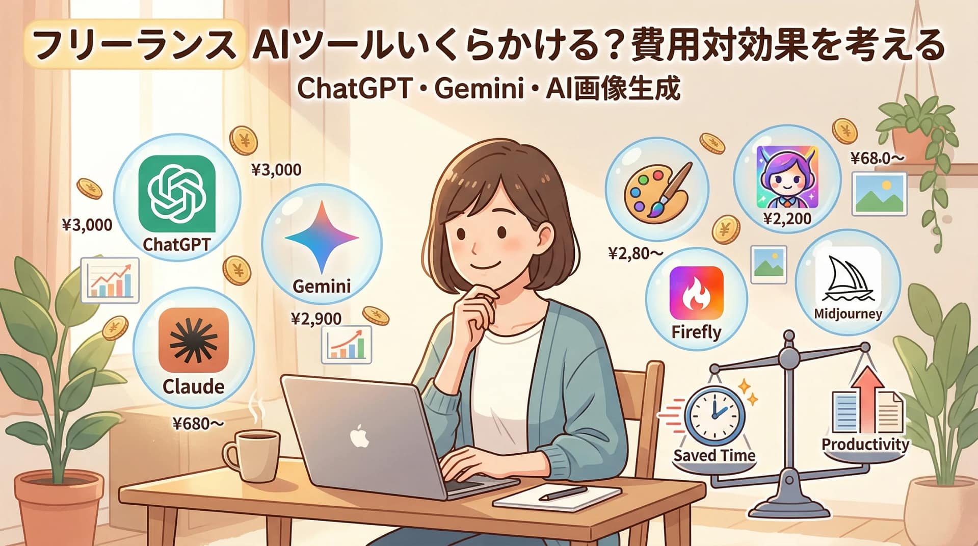 フリーランスがAIツールに月いくらかけるべき？ChatGPT・Gemini・AI画像生成の費用対効果