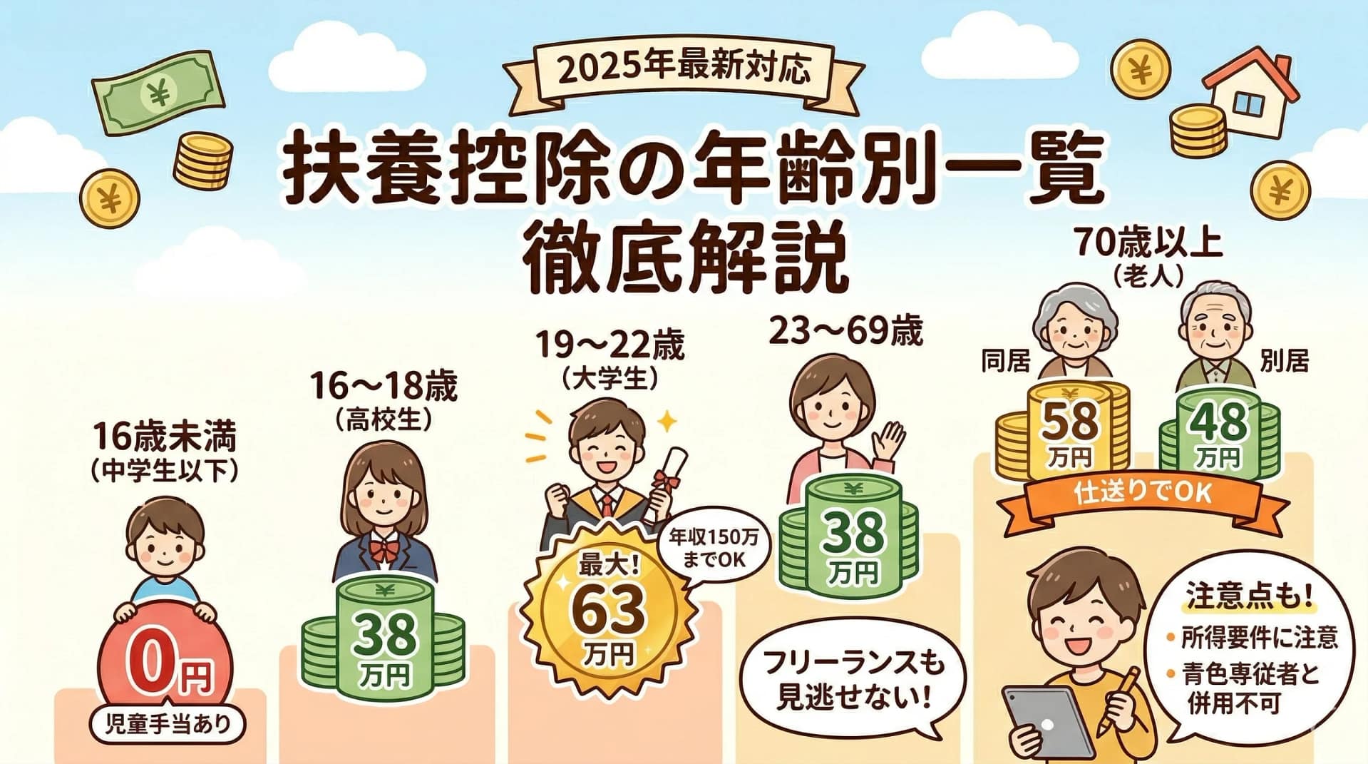扶養控除の年齢別一覧｜控除額の違いと申告時の注意点