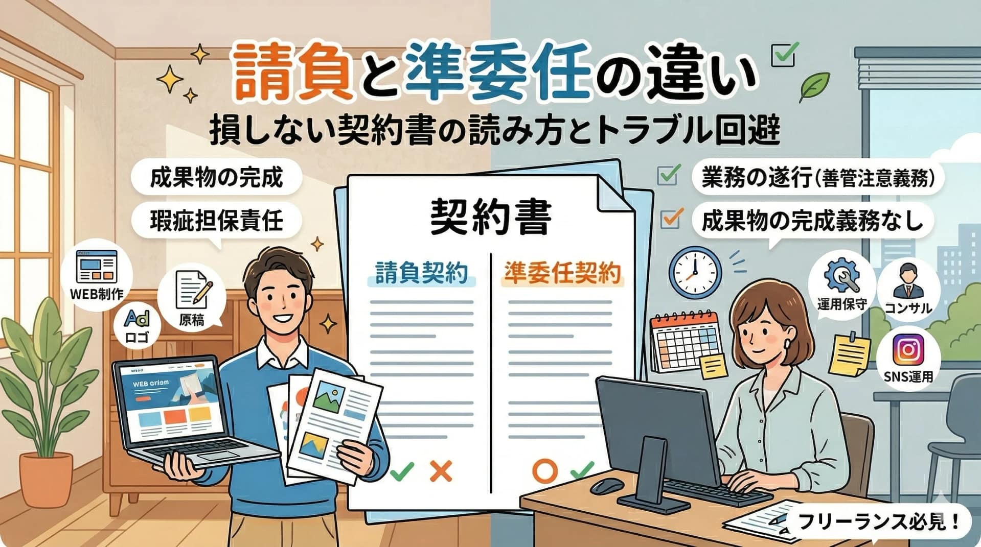 請負と準委任の違い｜損しない契約書の読み方とトラブル回避