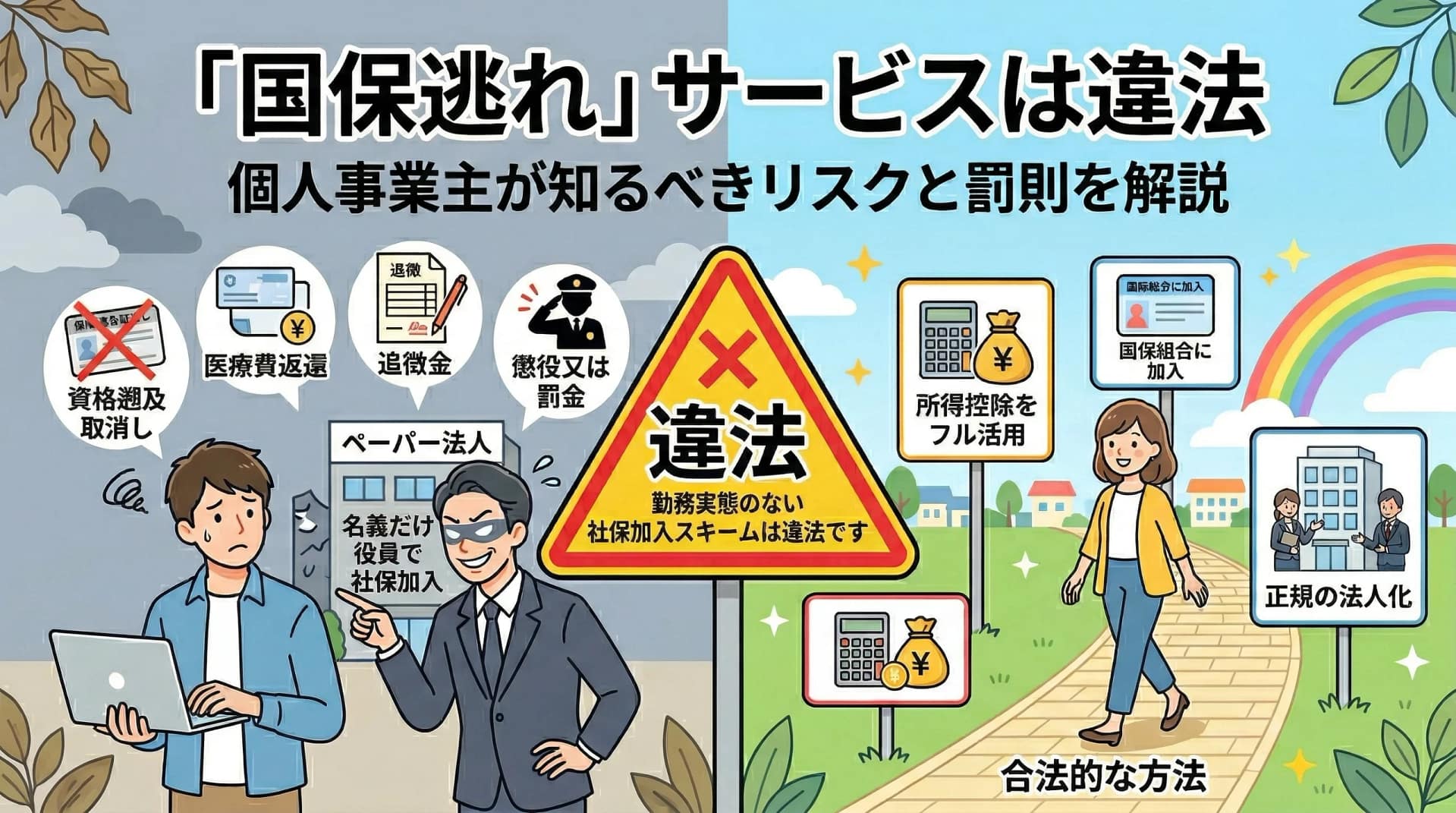 「国保逃れ」サービスは違法｜個人事業主が知るべきリスクと罰則を解説