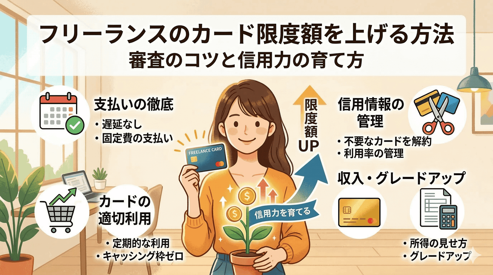 フリーランスがカードの利用限度額を上げるためにやるべきこと｜審査に通る増枠申請のコツと信用力の育て方